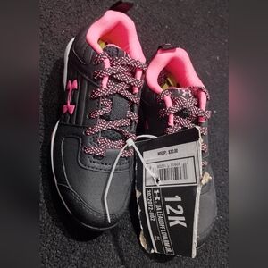 Under Armour Youth Black and Pink Athletic Shoes